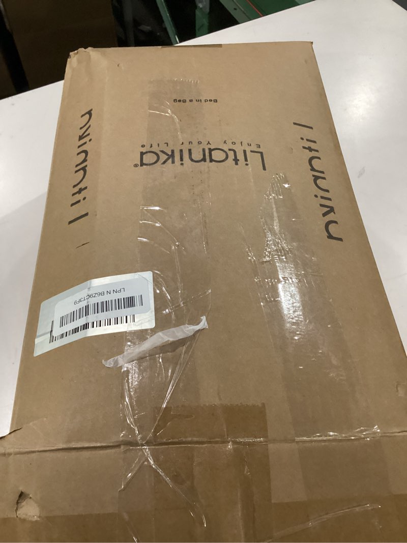 Condition photo showing New/Like New for Litanika Haze Blue Comforter Set Oversized Queen - 3 Pieces Lightweight Dark Grey Colorblock Stripe 