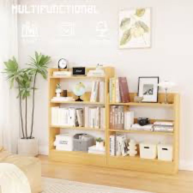 lkeiyay 4-tier wooden open bookcase with seamless fit wall,space saving modern display bookshelf wit