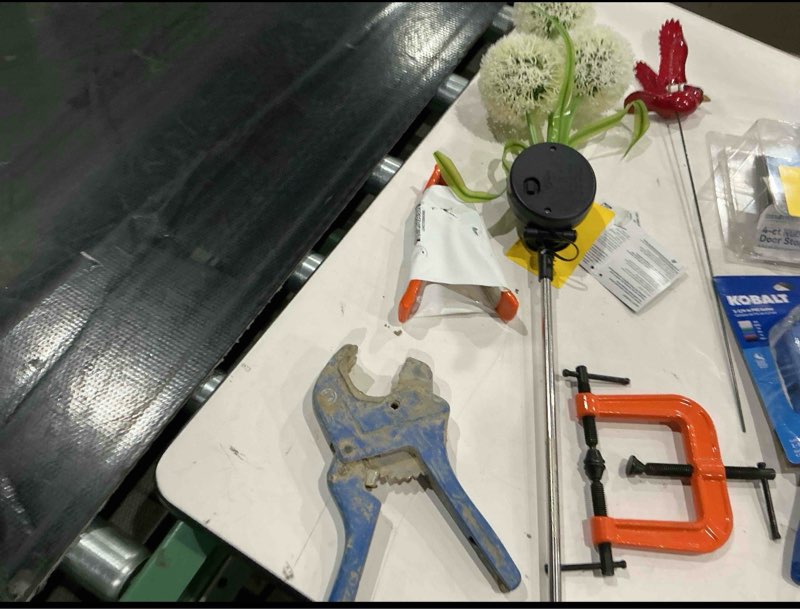 Condition photo showing As Is for assorted home improvement lot (small tools, screw, home accessories, etc.)
