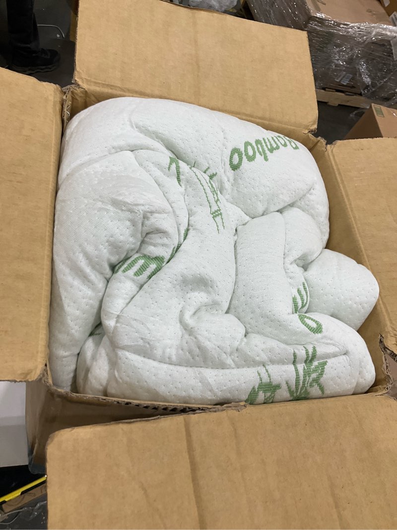 Condition photo showing As Is for Ultra Soft Full Size Mattress Topper - Viscose Made from Bamboo Pillow Top Mattress Pad for Back Pain Relief - Naturally Cooling for Hot Sleepers, Green Green Full