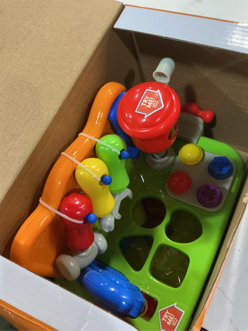 Condition photo showing New/Like New for Cinne Toddler Tool Set, Kids Tool Bench with Light & Sound, Toddler Workbench with Shape Sorter, Toys for 1 Year Old Boy Gifts Green