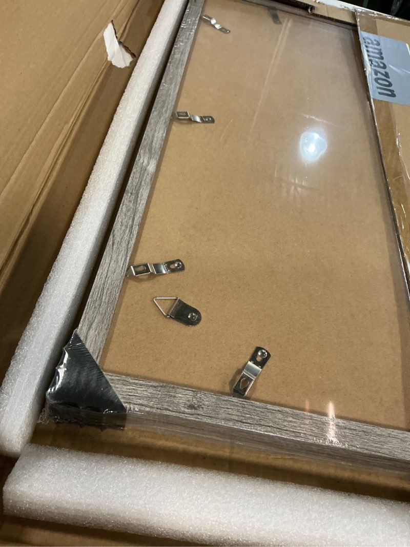 Condition photo showing Good Condition for 18x24 Frame Set of 2, Rustic Grey Wood Style - Display 18 x 24 Poster without Mat or 16x20 Picture with Mat, Wall Mounting Horizontal and Vertical Grey 18x24 in