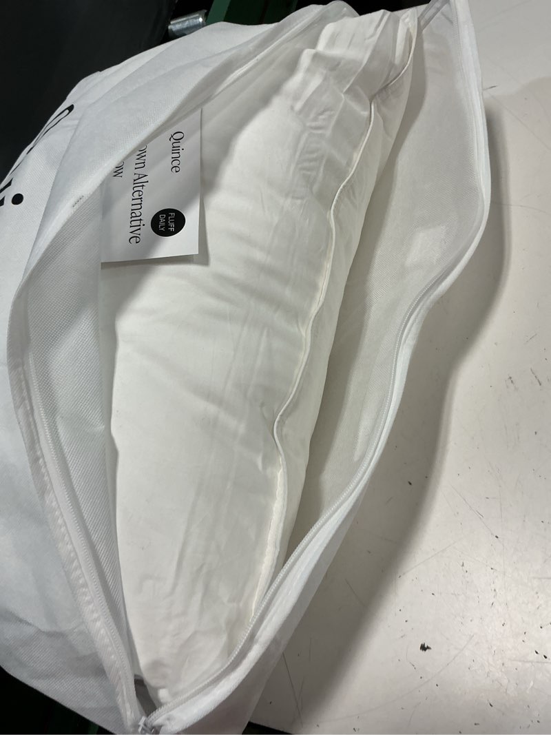 Condition photo showing As Is for quince premium down alternative pillow queen white 