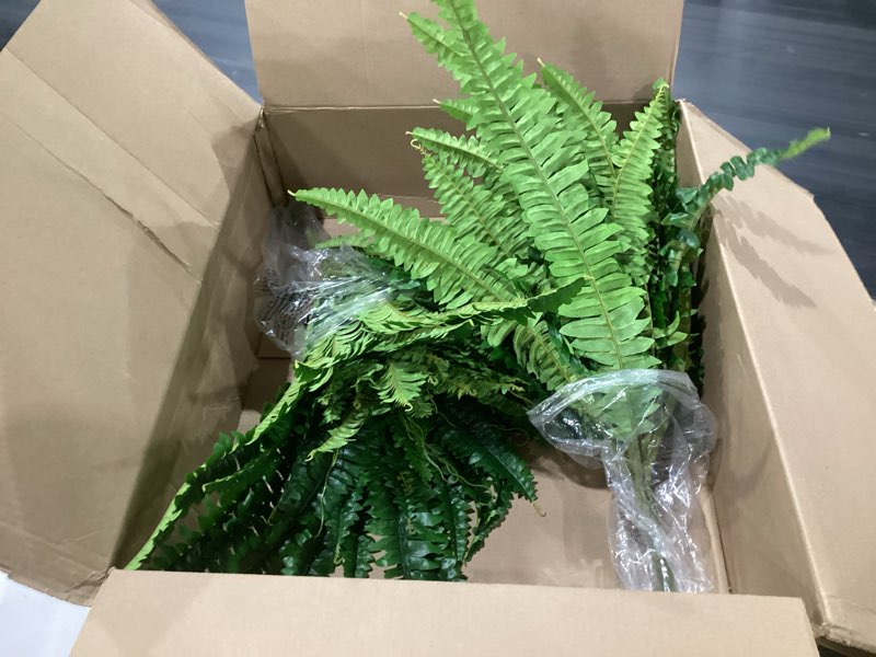 Condition photo showing Good Condition for forest prince 35" fake ferns artificial bush plants for outdoors, 2-pack | uv-resistant, large artificial boston ferns, 39 fronds each, zero maintenance, pet friendly, outdoors home décor 35" 2 pcs