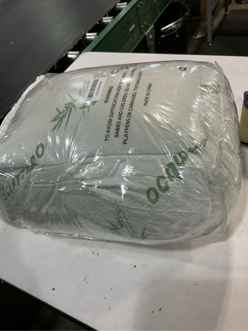 Condition photo showing As Is for ultra soft queen size mattress topper - viscose made from bamboo pillow top mattress pad for back pain relief - naturally cooling for hot sleepers, green green queen
