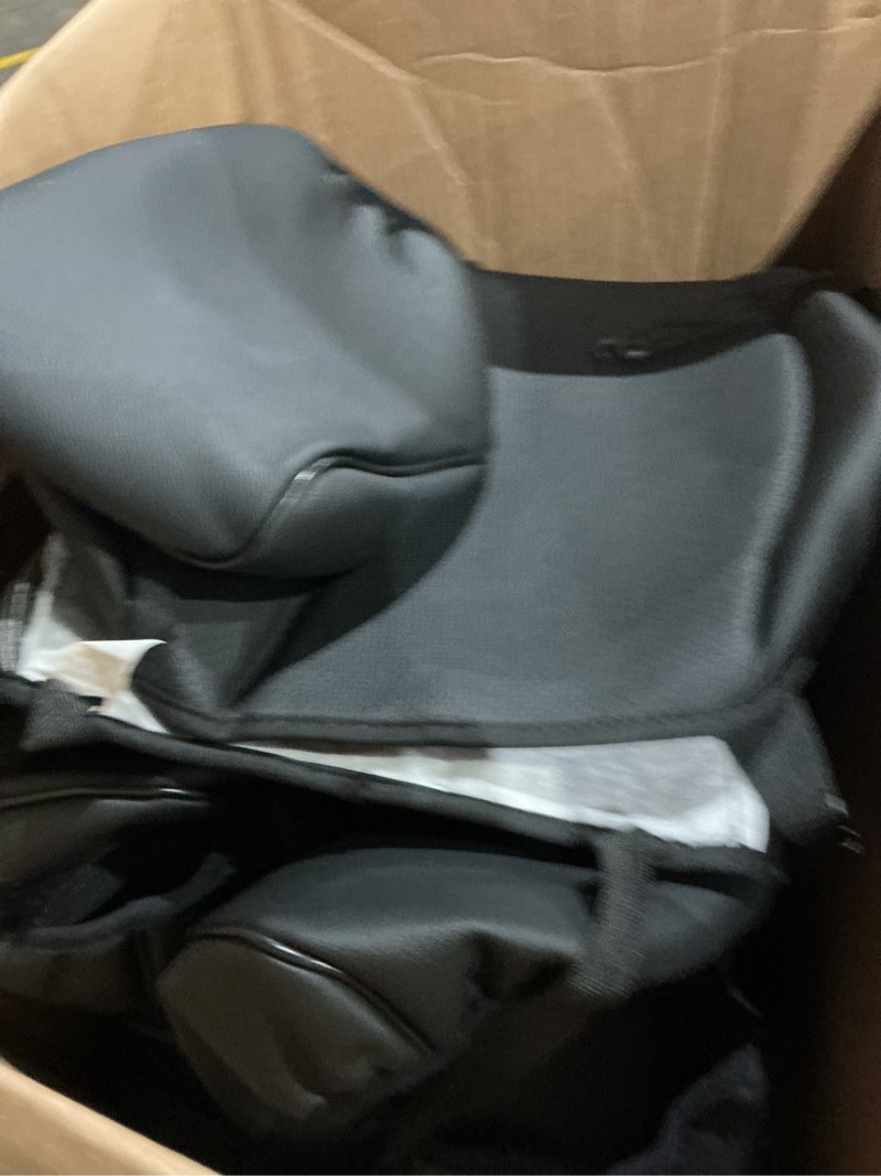 Condition photo showing As Is for road comforts car seat cover full set, leather mesh seat covers, airbag compatible, universal fit for most cars, suvs, trucks, and vans - black full set black full set