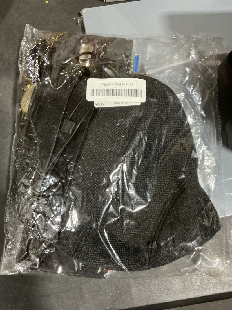 Condition photo showing New/Like New for 1920s Mens Costume Accessories Outfit Set Gangster Roaring 20s Costumes for Gatsby Party Black