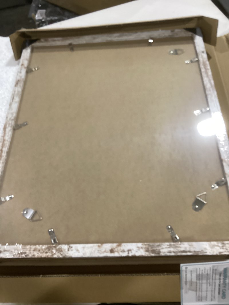 Condition photo showing New/Like New for iRahmen 16x20 Picture Frame Set of 2 with Plexiglass, Distressed White Wood Poster Frame Display 11x14 Picture with Mat or 16 x 20 Without Mat for Photo Wall Mounting Distressed-White 16X20