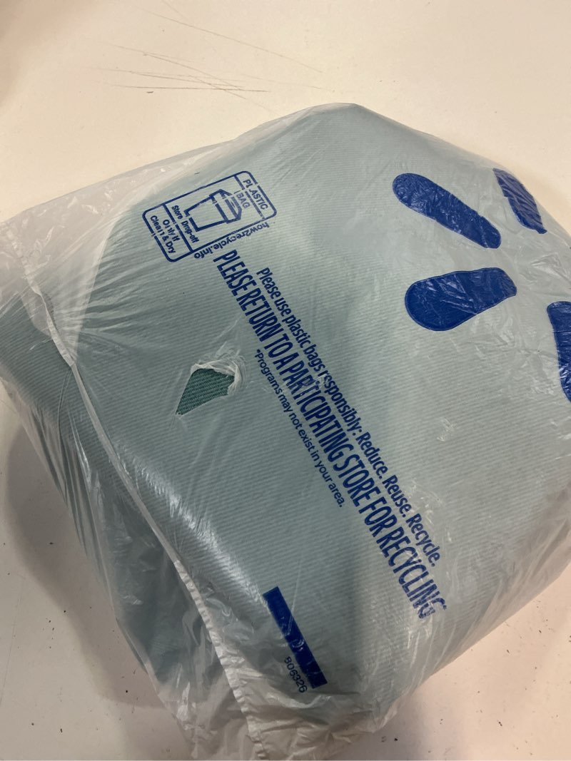 Condition photo showing As Is for mainstays light blue solid blackout rod pocket with back tabs curtain panel pair  set of 2  30  w x 84  l