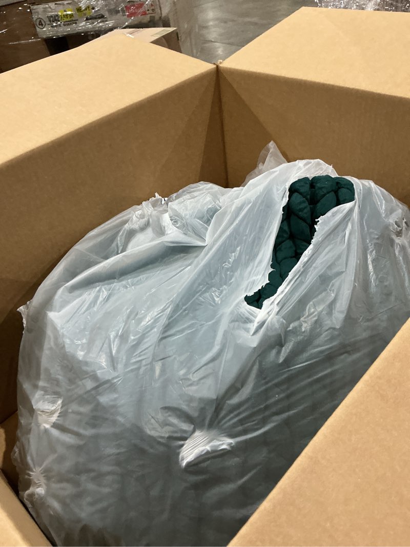 Condition photo showing Good Condition for ynm knitted weighted blanket, handmade chunky knitted design, soft and cozy, temperature regulating and breathable, machine washable throw for sleep or home decor (pacific green, 60x80 inch, 15lbs) 60 in x 80 in 15 lb pacific green