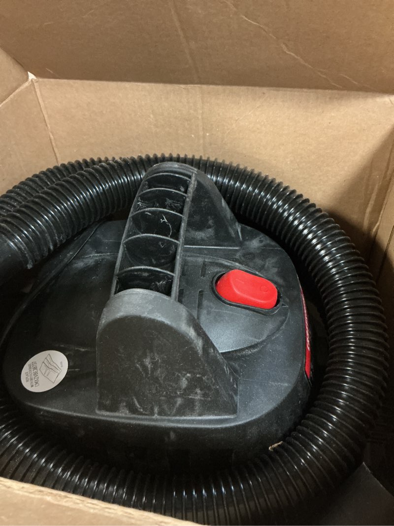 Condition photo showing As Is for craftsman cmxevbe17250 2.5 gallon 2.5 peak hp wet dry vac, portable shop vacuum wet and dry with filter bag, hose and attachments for cleaning in the home