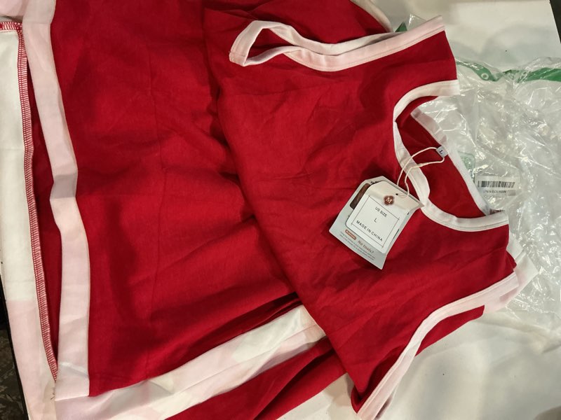 Condition photo showing Good Condition for womens summer skort set color blocked sleeveless tank top mini skirt 2 piece outfits casual matching set with pockets red large