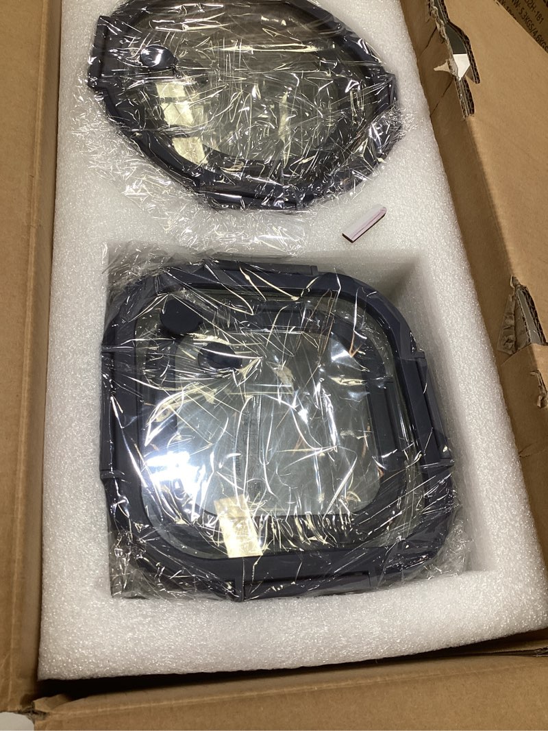 Condition photo showing As Is for 12-pack glass containers with tempered lids – borosilicate, oven-safe(-4°f~950°f), airtight, bpa-free, multi-size for meal prep, dishwasher safe (blue)