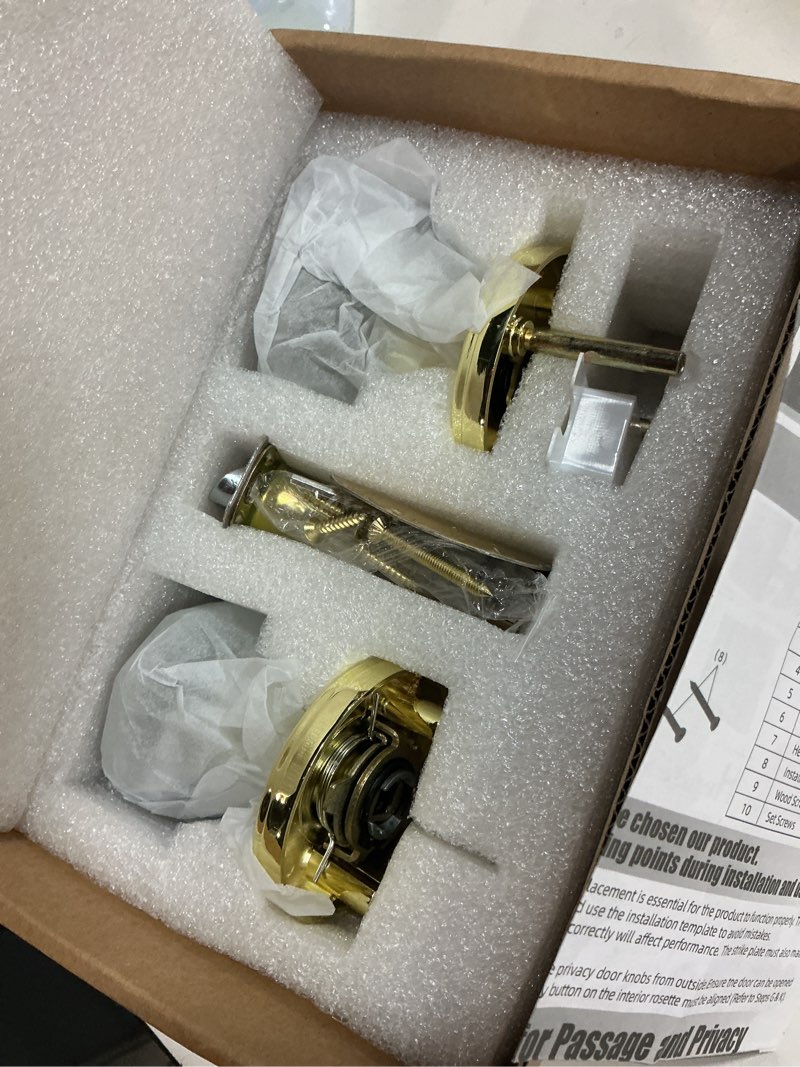 Condition photo showing New/Like New for privacy crystal glass door knobs interior with lock, modern octagon door knobs for bedroom/bathroom, gold/polished brass .privacy gold/polished brass