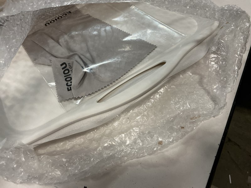 Condition photo showing Good Condition for extra large serving tray with handles, 20x13 inch, set of 2 melamine platters for serving food, turkey, cookie, rectangular trays for eating, raised dots matt finished, dishwasher safe, white