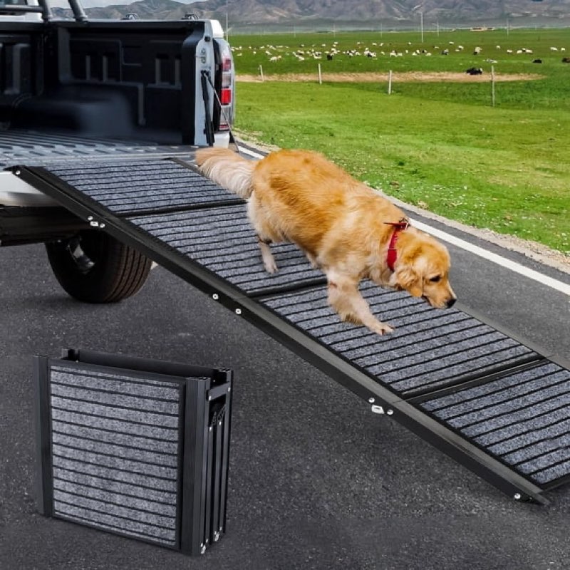 foldable dog ramps large dogs, dog car ramp with non-slip rug surface, pet ramp stairs portable,dog steps for medium & large dogs up to 220 lbs get into a car, suv & truck