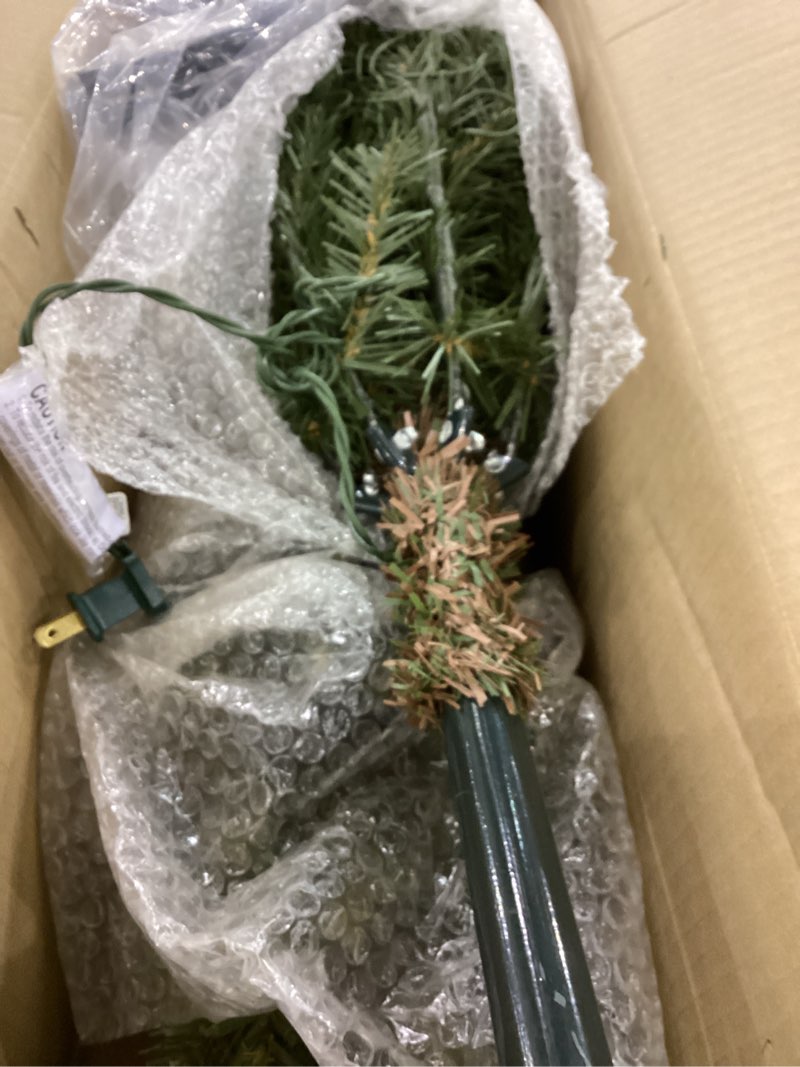 Puleo International 4.5ft Pre-Lit Slim Fraser Fir Christmas Tree with 150 Clear Lights, 483 Realisti