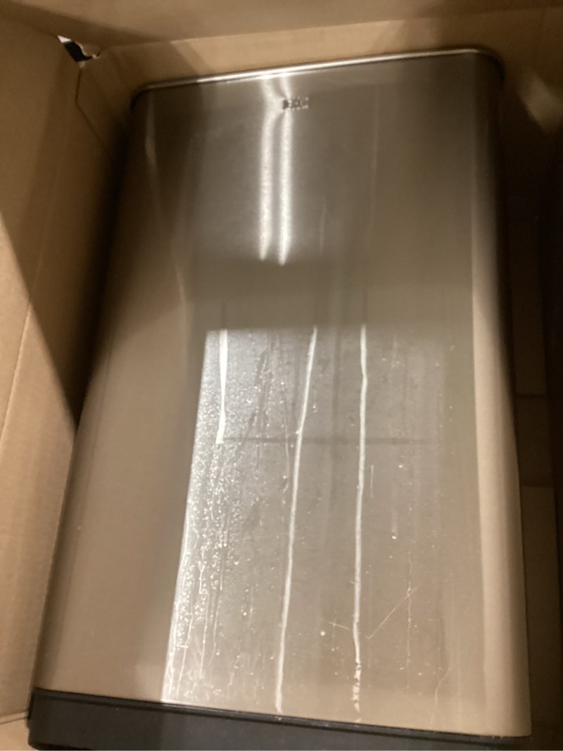 Condition photo showing Good Condition for eko mirage-t 50 liter / 13.2 gallon touchless rectangular motion sensor trash can, brushed stainless steel finish