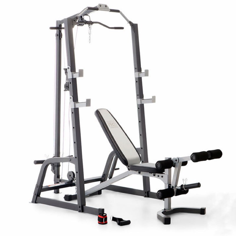 marcy pro deluxe cage system with weight lifting bench | pm-5108