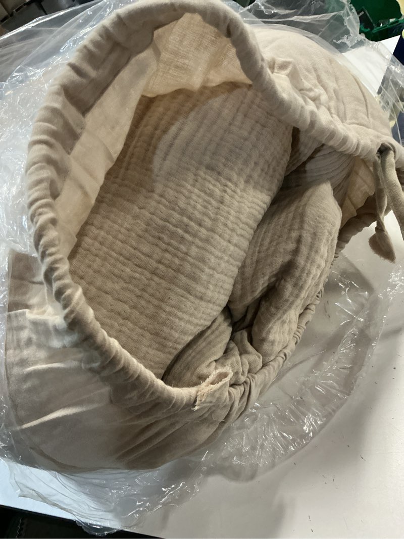 Condition photo showing As Is for organic cotton gauze duvet cover set dune king