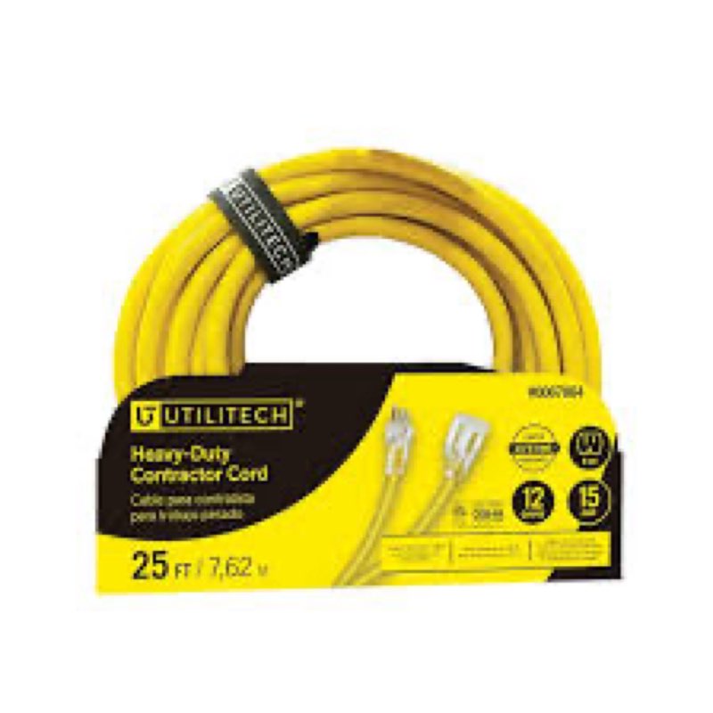 Utilitech Pro 25-ft 12 / 3 Heavy Duty 3 Prong Yellow Outdoor Extension Power Cord