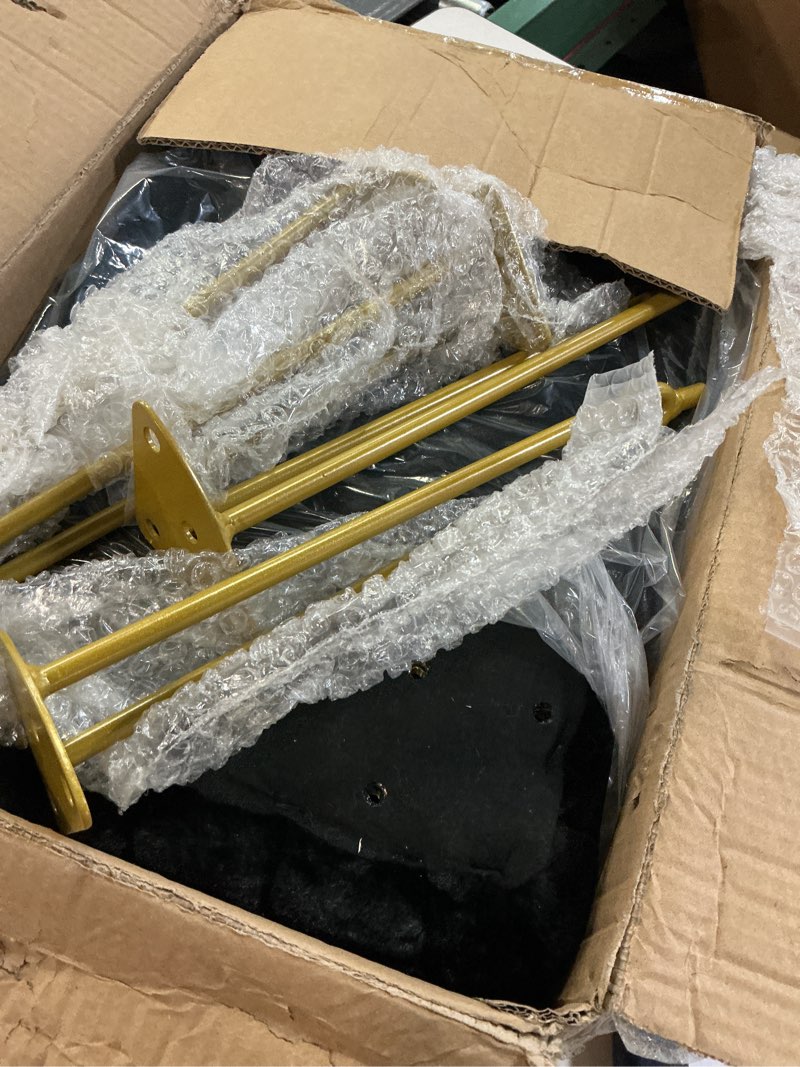 Condition photo showing As Is for IBUYKE Stool Chair with Storage Space, Footrest Footstool Ottoman, Small Side Table, with 4 Metal Legs, with Anti-Slip Feet, for Makeup Room, Bedroom, Black, Faux Fur LG-50B with storage Black