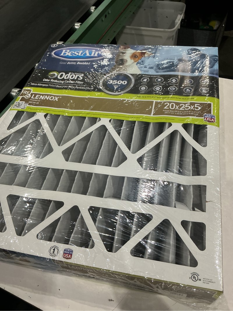 Condition photo showing As Is for bestair 20-in w x 25-in l x 5-in merv 13 electrostatic pleated air filter