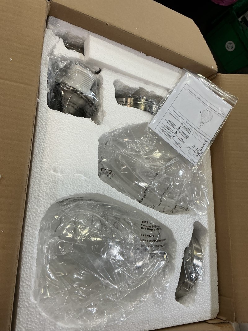 Condition photo showing New/Like New for brushed nickel pendant lights kitchen island 2 pack, modern glass pendant light fixtures with hammered glass and rods, adjustable small hanging light for kitchen sink dining room bathroom brushed nickel + clear glass 1-light, 2 pack