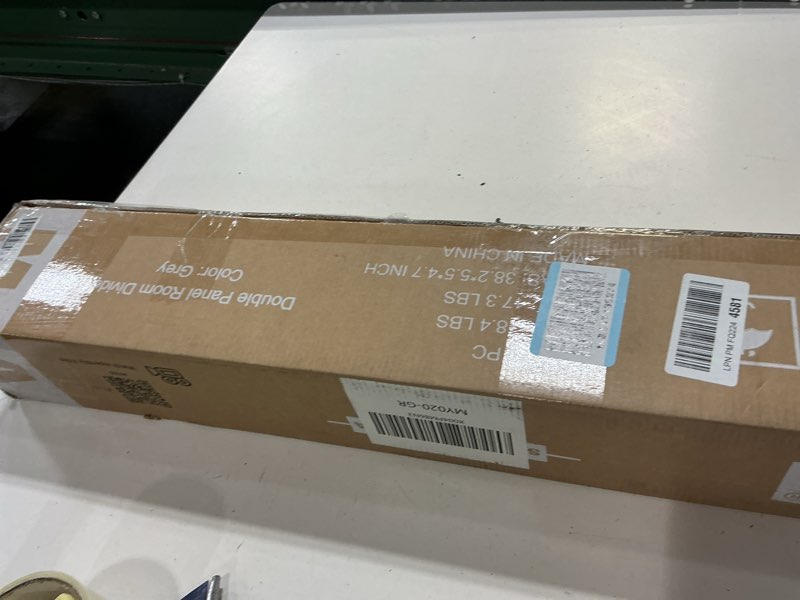 Condition photo showing New/Like New for mayoliah indoor room divider 2 large panels on wheels, 142”w x 75”h rolling privacy screen w/cover strip, portable wall divider for home office partition, grey grey 2 large panels