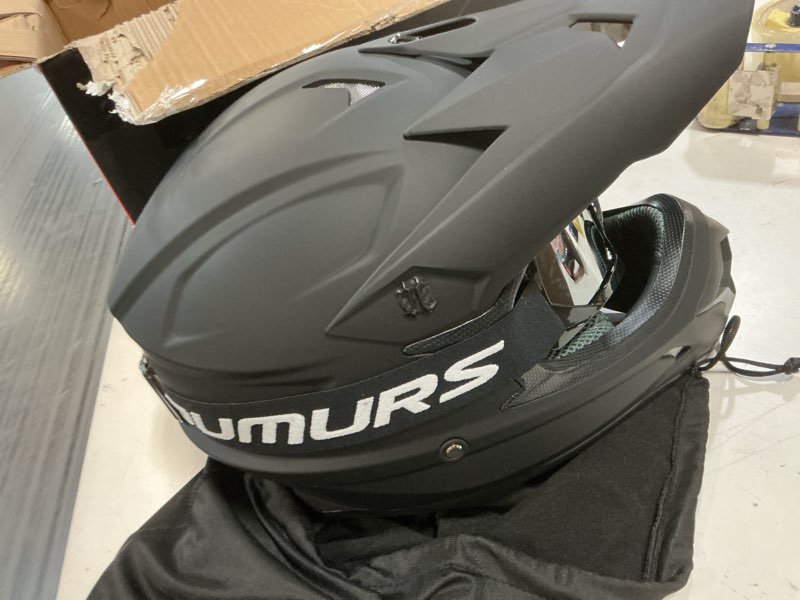 Condition photo showing Good Condition for adult atv dirt bike helmet with goggles gloves & mask quick release buckle adjustable sun visor motorcycle adult helmet off-road motocross downhill moped mx for unisex-adult matte black x-large