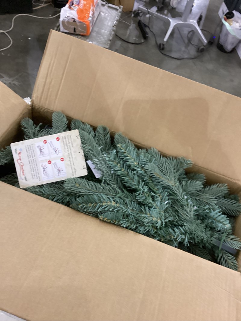 Condition photo showing As Is for 4 Ft Pre-Lit Artificial Christmas Tree, w/ 150 LED Warm Lights, 475 PE&PVC Mixed Branch Tips, Faux Xmas Tree for Home, Office, Party Decoration, Easy Assembly, Metal Hinges & Foldable Base