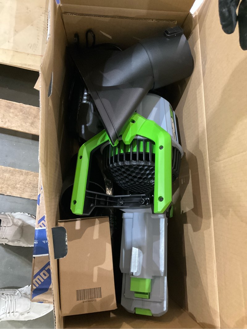 Condition photo showing As Is for ego power+ 56-volt 765-cfm 200-mph battery handheld leaf blower 5.0 ah battery