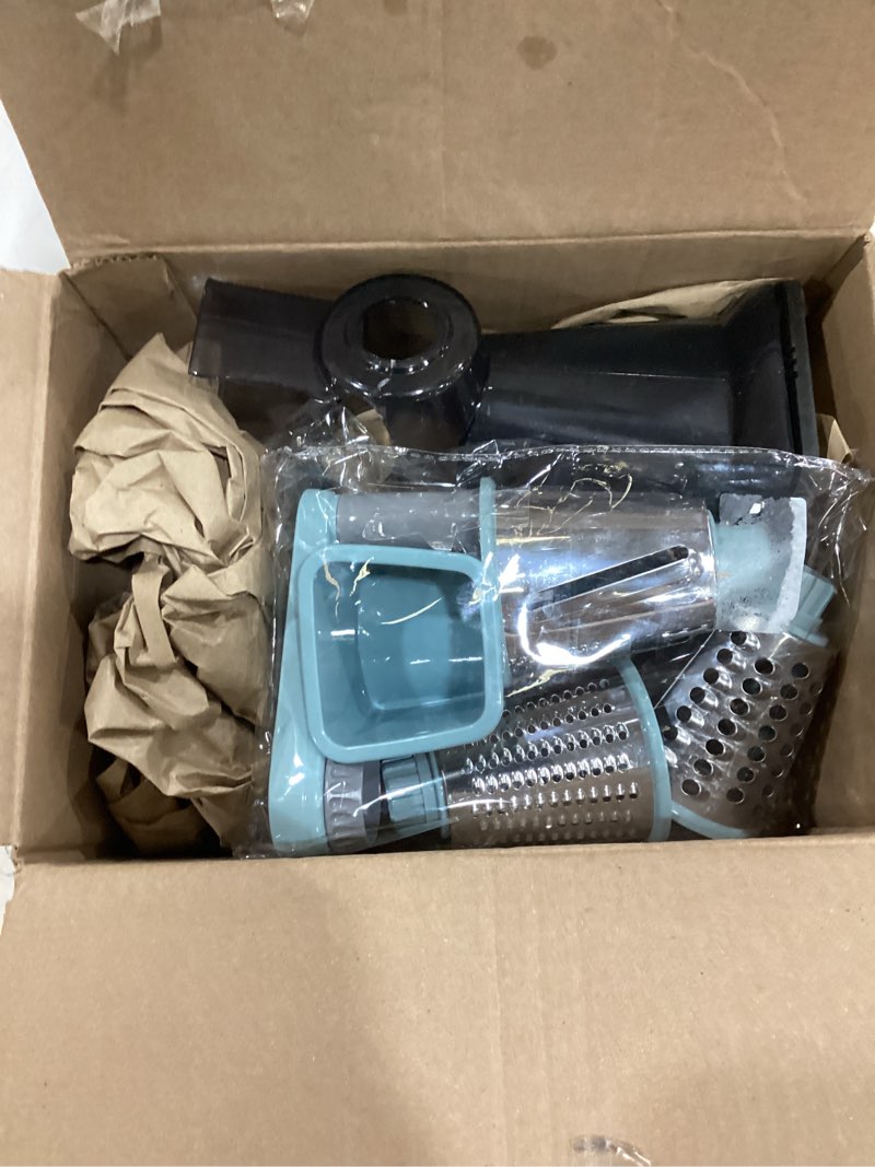 Condition photo showing Good Condition for Cheese Grater with Handle, Multifunctional Manual Rotary Cheese Grater - Cheese Shredder Easily Chop Carrots, Potatoes, Vegetables and Fruits and Easy to Clean(blue) Gray