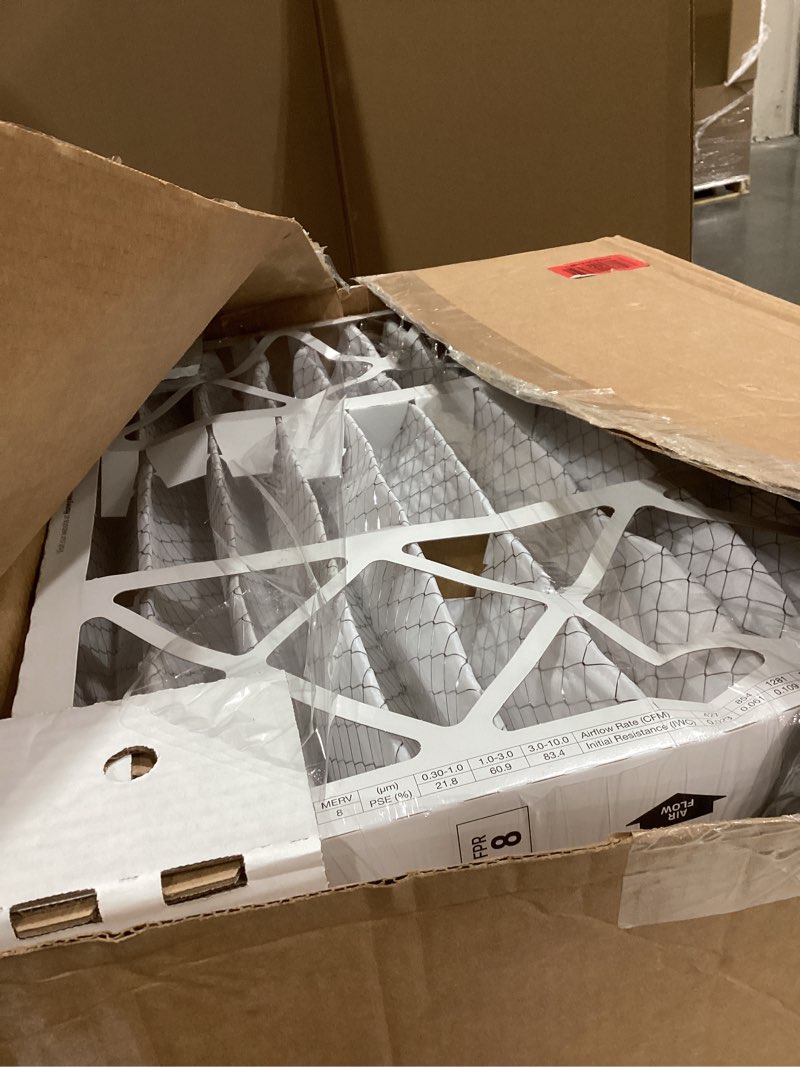 Condition photo showing As Is for honeywell home 20x25x4 merv 8, ac furnace air filter, 3 pack (cf100a1025-3pkam) (actual dimensions: 19.94 x 24.87 x 4.38 in.) 4.4" x 25" x 20"