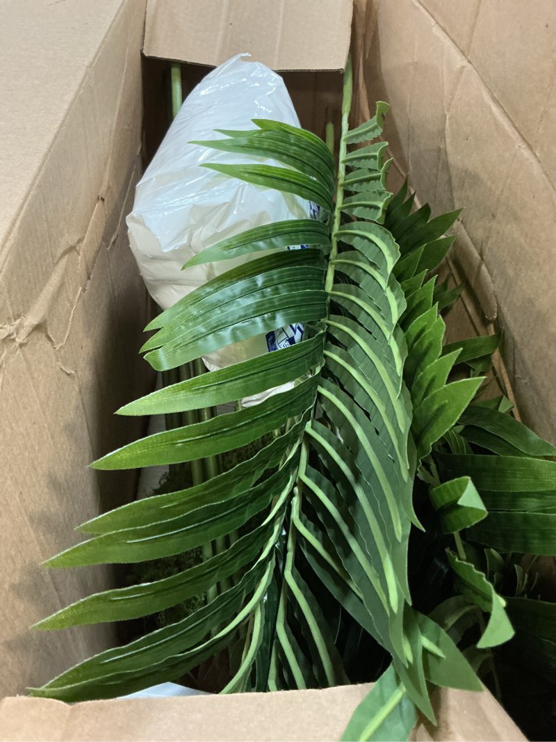 Condition photo showing As Is for Artificial Palm Tree Artificial Silk Plant Fake Tree with White Tall Planter Faux Tropical Areca Flo