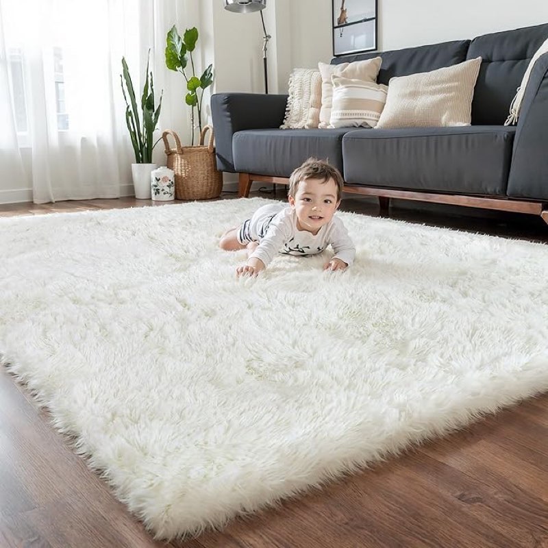 5x8 Area Rug for Living Room: Fluffy Shag Soft Washable Rugs Fuzzy Plush Indoor Carpet for Bedroom N