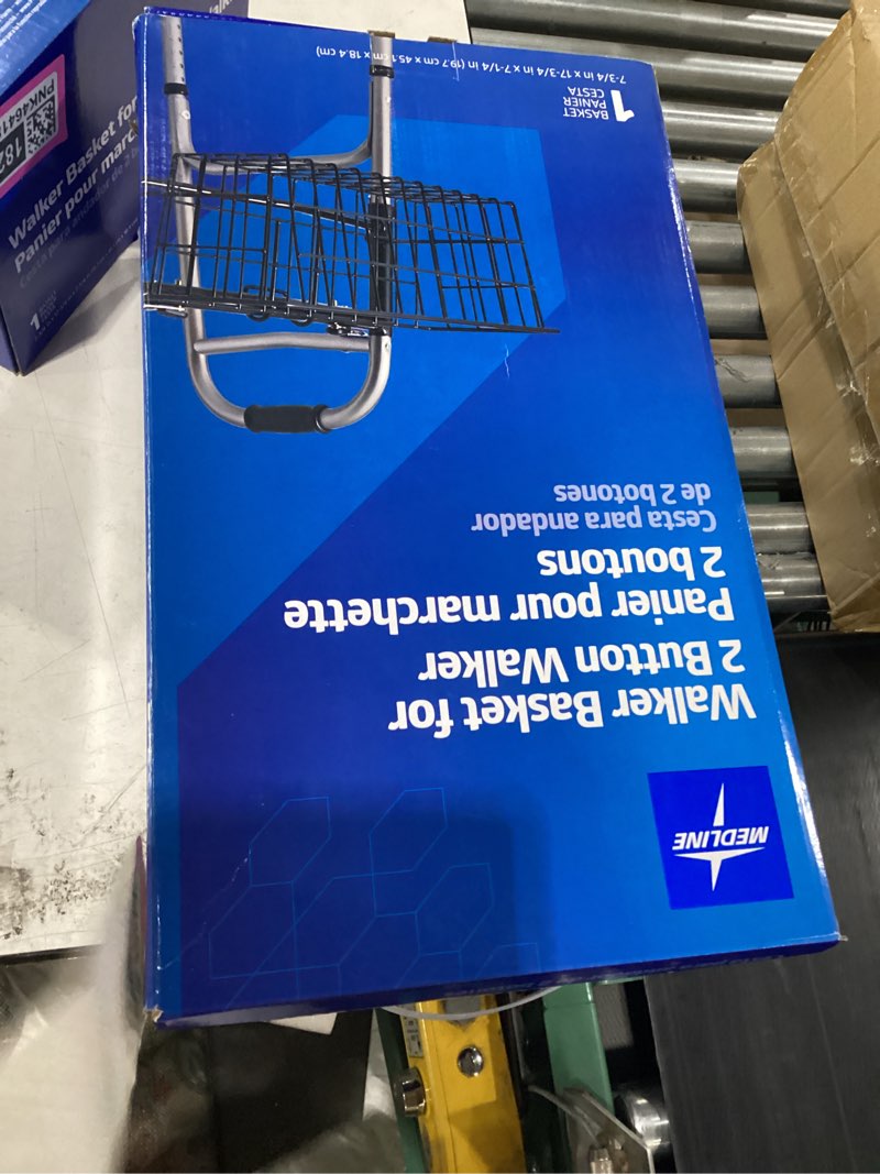 Condition photo showing New/Like New for medline two-button walker basket, lightweight, durable, easy installation, convenient storages, ideal for medical patients, hospitals, nursing homes (pack of 2)