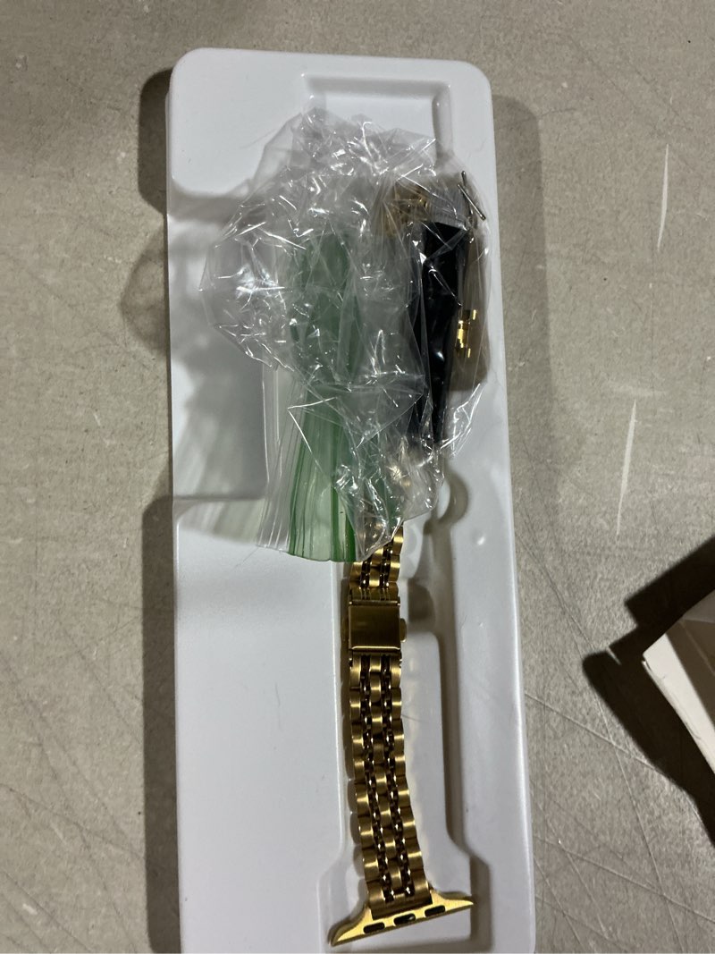 Condition photo showing As Is for slim watch band compatible with apple watch 41mm 45mm 42mm 44mm 40mm 38mm metal stainless steel watchband suitable for iwatch 10/9/8/7/6/5/4/3/2/1/se series women luxury strap 42mm 44mm 45mm gold