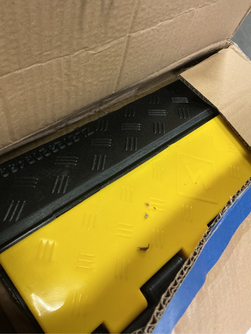 Condition photo showing Good Condition for rubber cable ramp cord cover cable protector ramps wire hose protective 2 channel 22000lbs load capacity traffic speed bump for asphalt concrete gravel driveway indoor outdoor, 1 pack 2 channel-1 pack