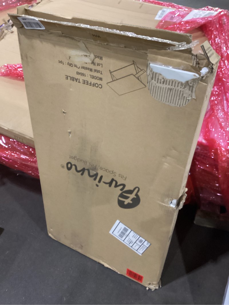 Condition photo showing Good Condition for Furinno Modern Simplistic Coffee Table, Rectangle Modern Coffee Table with X-Legs, Criss-Crossed Side Table, for Living Room, Bedroom, Home Office, White White 35.4 Inch, Cross Leg