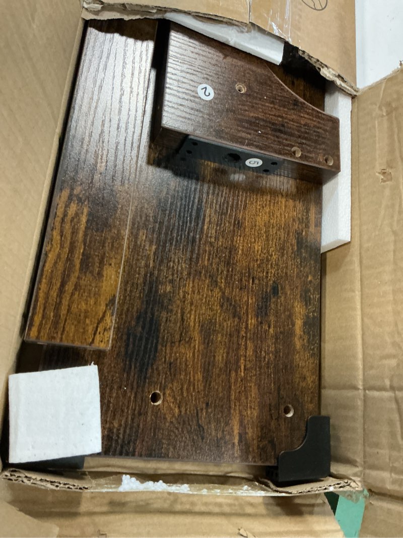 Condition photo showing As Is for ralgend coat rack wall mount shelf, 29" long entryway shelf with 6 hooks, coat hangers for living room, farmhouse wooden wall floating shelves for bathroom, bedroom, kitchen, rustic brown 7401bjbf rustic brown 29.1 inches