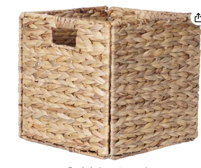 Quantity:2Add to Cart   Buy Now Ships from taskihoume Sold by taskihoume Returns 30-day refund/replacement Payment Secure transaction Add to List  WeiLaiKeQi Foldable Hyacinth Storage Basket Cube Storage Bins Cosmetics Organizer Versatile Decor Storage Organizer for Home Desktop, 28cmx28cmx28cm Touch the image to zoom in                      Foldable Hyacinth Storage Basket Cube Storage Bins Cosmetics Organizer Versatile Decor Storage Organizer for Home Desktop, 28cmx28cmx28cm