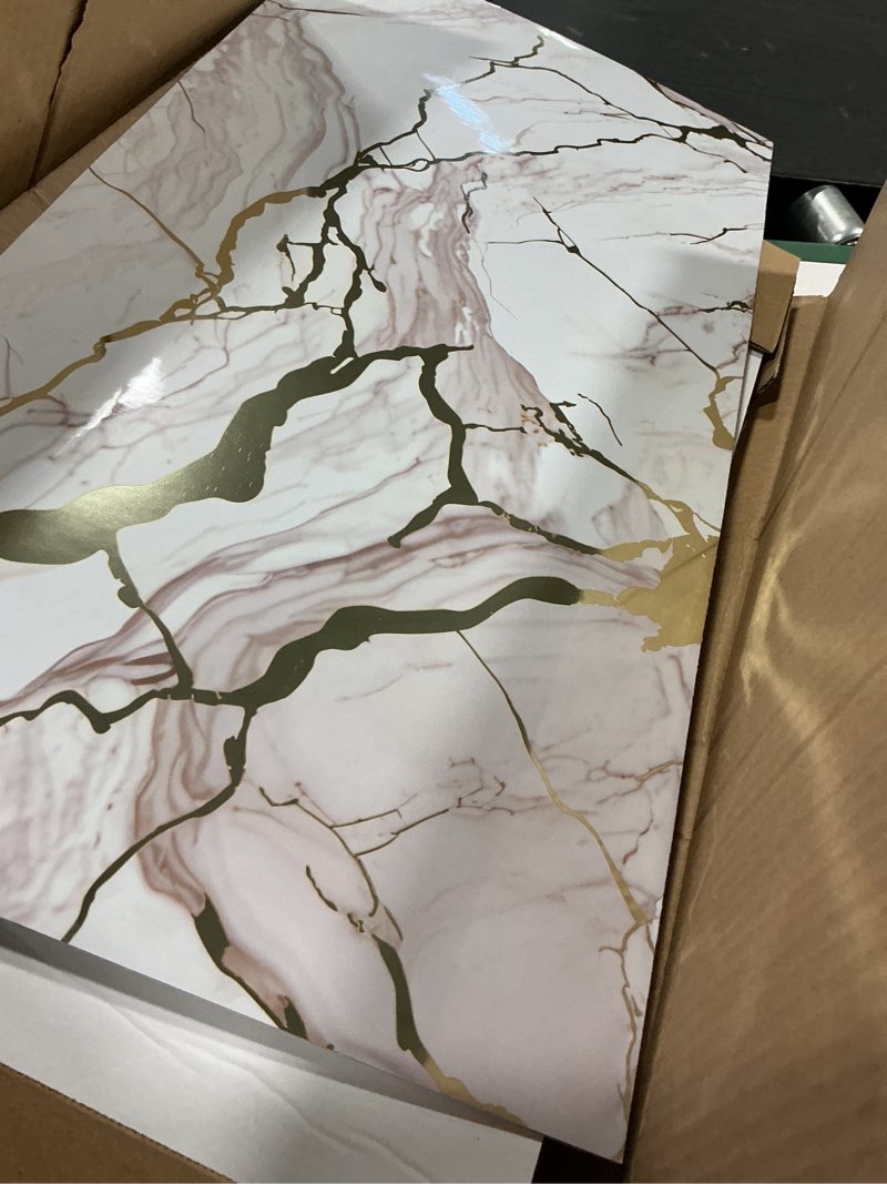 Condition photo showing Good Condition for Haimin Wall Panels Peel and Stick 10 Pieces 23.6x11.8in (19.4 Sq. Ft. Coverage) Lightweight Backsplash Marble Look Tile (not Real Marble) Ideal for Kitchen Bathrooms Living Rooms Bedrooms White Gold-03