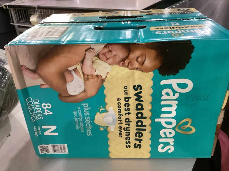 Condition photo showing New/Like New for pampers swaddlers diapers newborn - size 0, 84 count, ultra soft disposable baby diapers