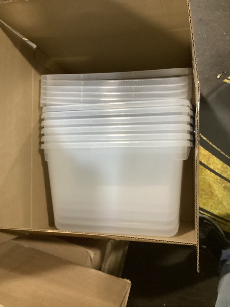 Condition photo showing Good Condition for rubbermaid cleverstore clear 32 qt, 6 pack stackable plastic storage bins with lids, great for closet and laundry storage, organizing in the home