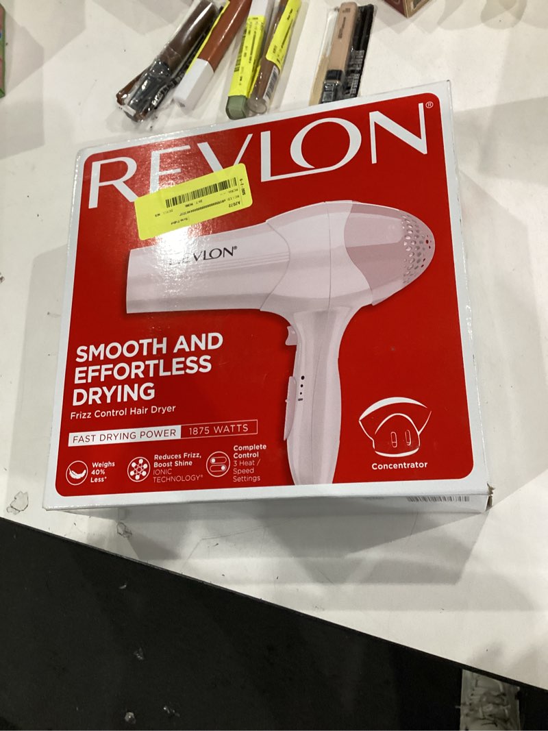Condition photo showing Good Condition for revlon essentials frizz control ionic hair dryer, 1875 watts, light pink