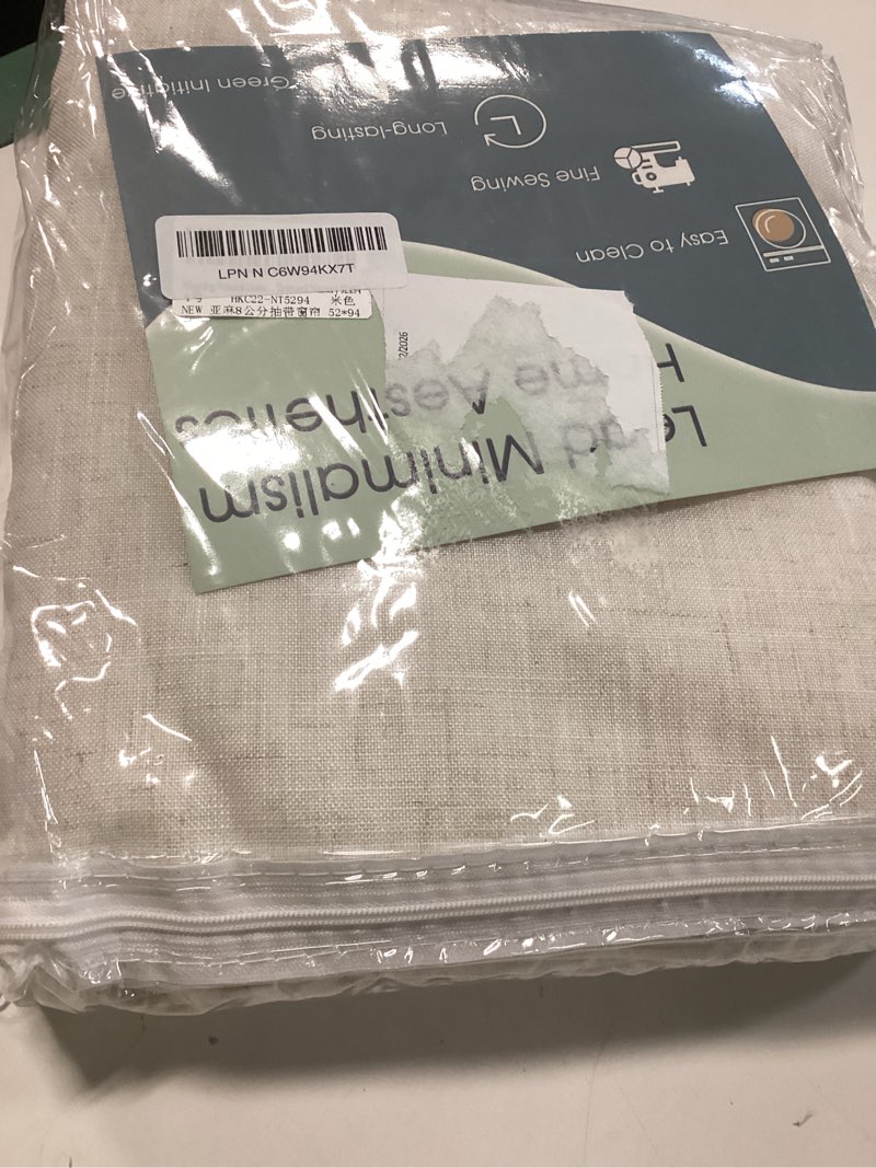 Condition photo showing Good Condition for nanspring natural linen drapes 94 inch curtains length 2 panels set back tab hook belt elegant sheer window farmhouse light filtering curtains living room bedroom cream for textured nursery 52x94 natural 52"w x 94"l (pack of 2)