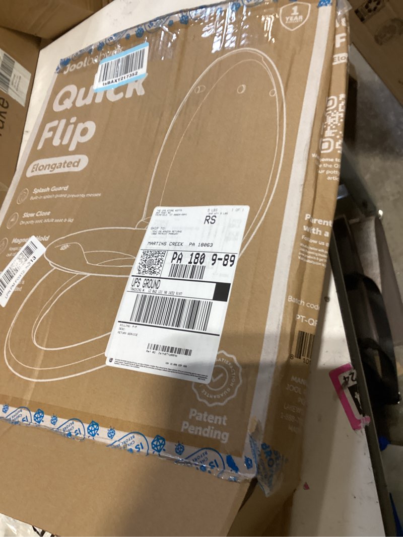 Condition photo showing New/Like New for jool baby quick flip toilet seat with built-in potty & splash guard for toddler training, slow close (elongated) oblong