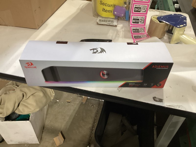 Condition photo showing Good Condition for redragon gs560 rgb desktop soundbar, 2.0 channel computer speaker with dynamic lighting bar audio-light sync/display, touch-control backlit with volume knob, usb powered w/ 3.5mm cable, black