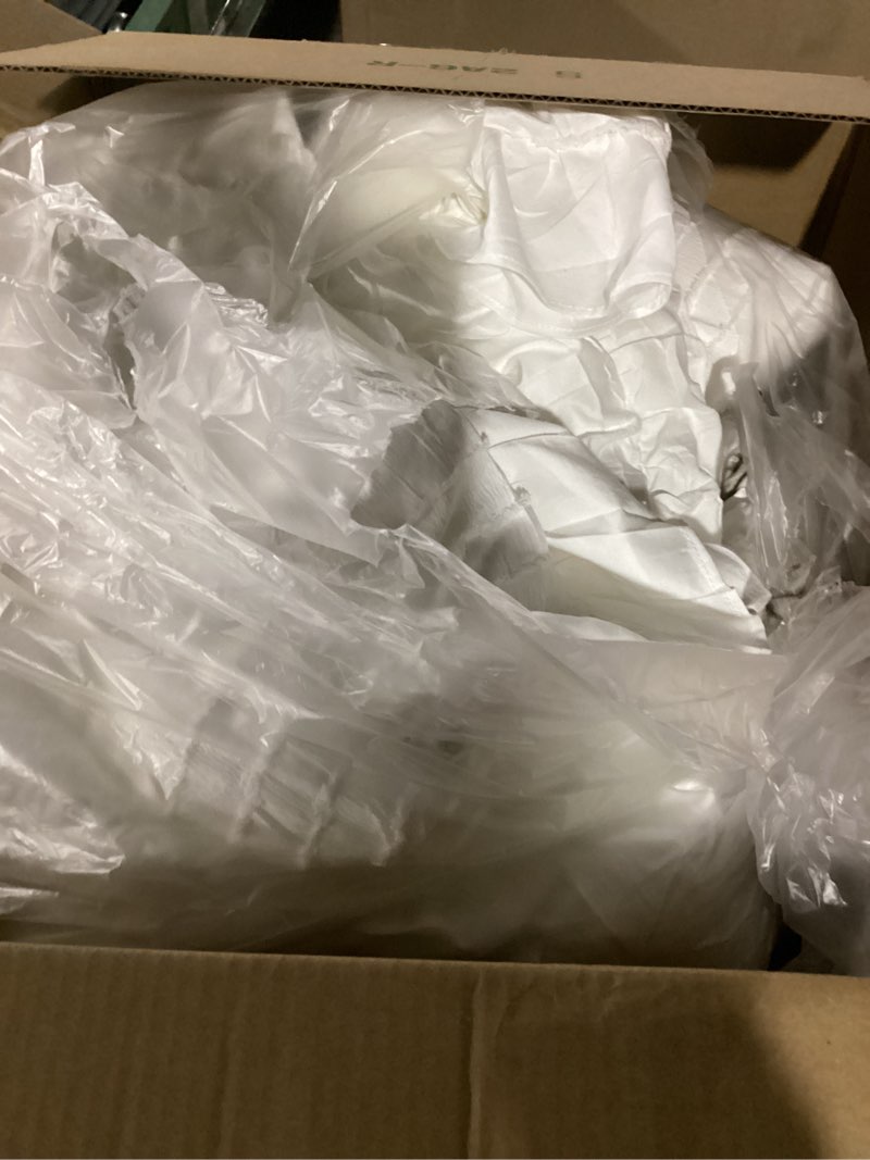 Condition photo showing As Is for WONGS BEDDING White Comforter Set Twin, 3 Pieces Ruffle Shabby Chic Comforter for Dorm Room Essentials for Twin Bed, Soft Seersucker Bedding Set with 1 Ruffle Comforter, 2 Tufted Pillowcases 86"×68" White Twin